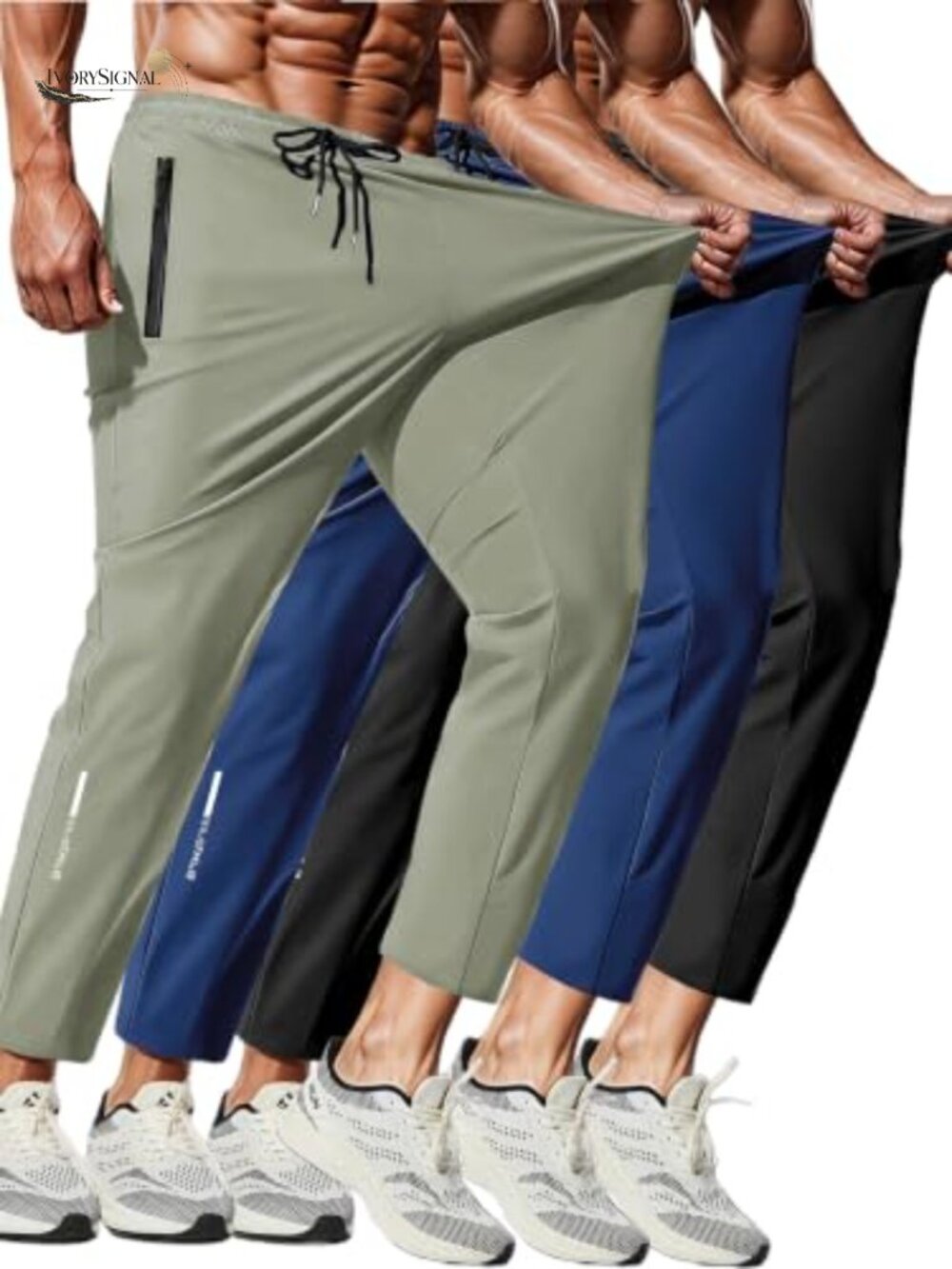 Men's Lightweight Stretch Track Pants with Zippered Pockets